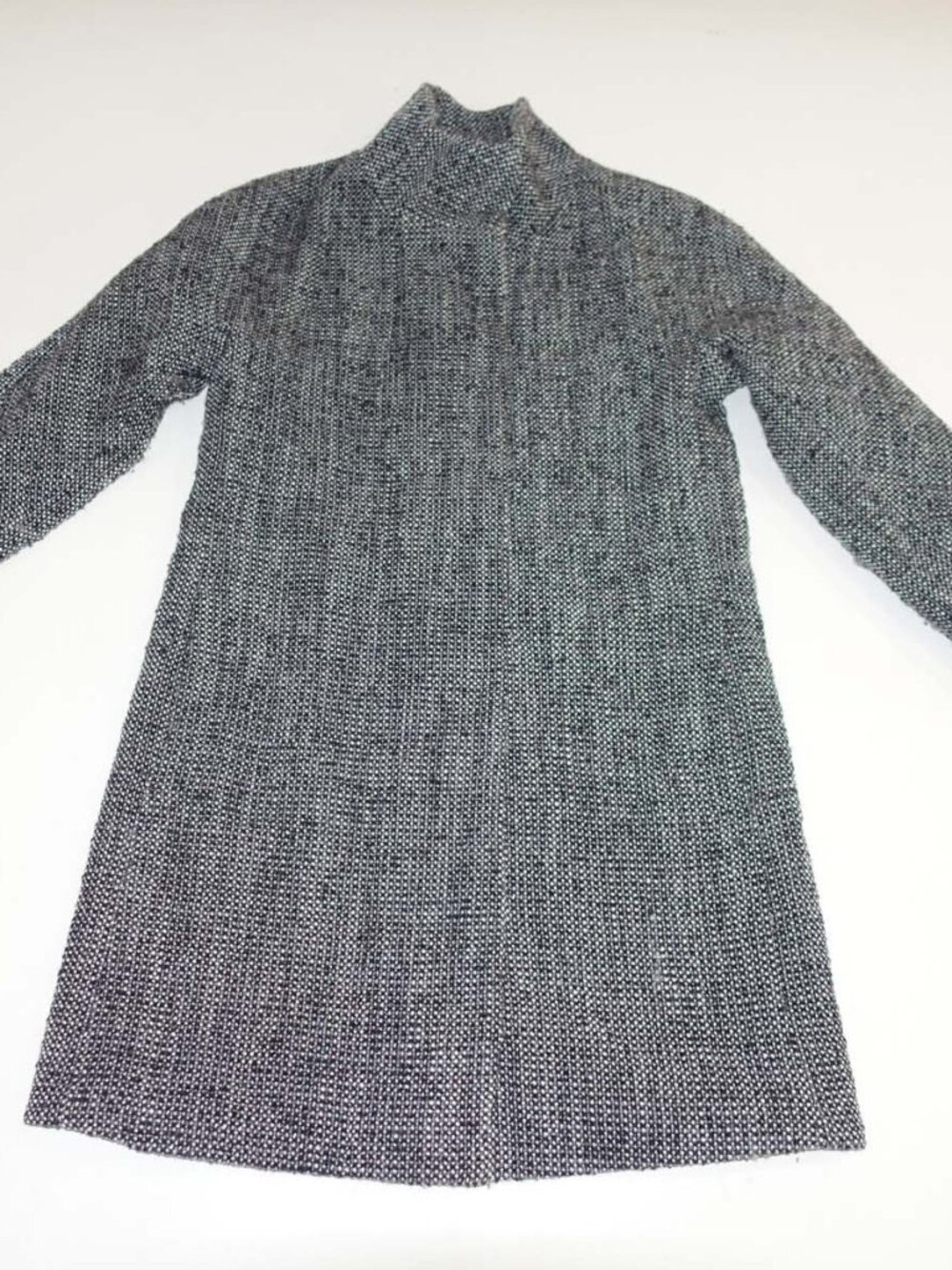 Express Women's Tweed Overcoat Size XS Gray Zipper Front Wool Blend X-Small